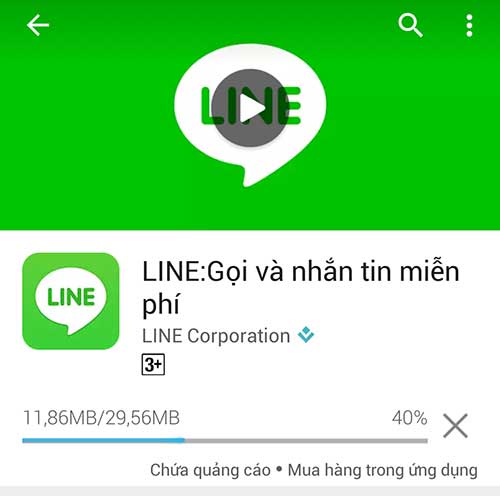 Quá trình tải ứng dụng Line trên điện thoại