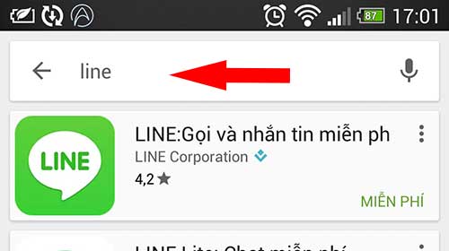 Tìm kiếm ứng dụng LINE