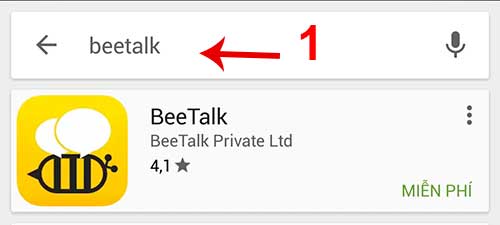 Tìm ứng dụng Beetalk